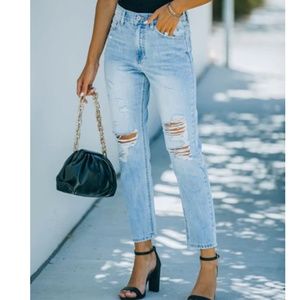 Kancan Vici Women's High Rise Light Wash Distressed Denim Size 9